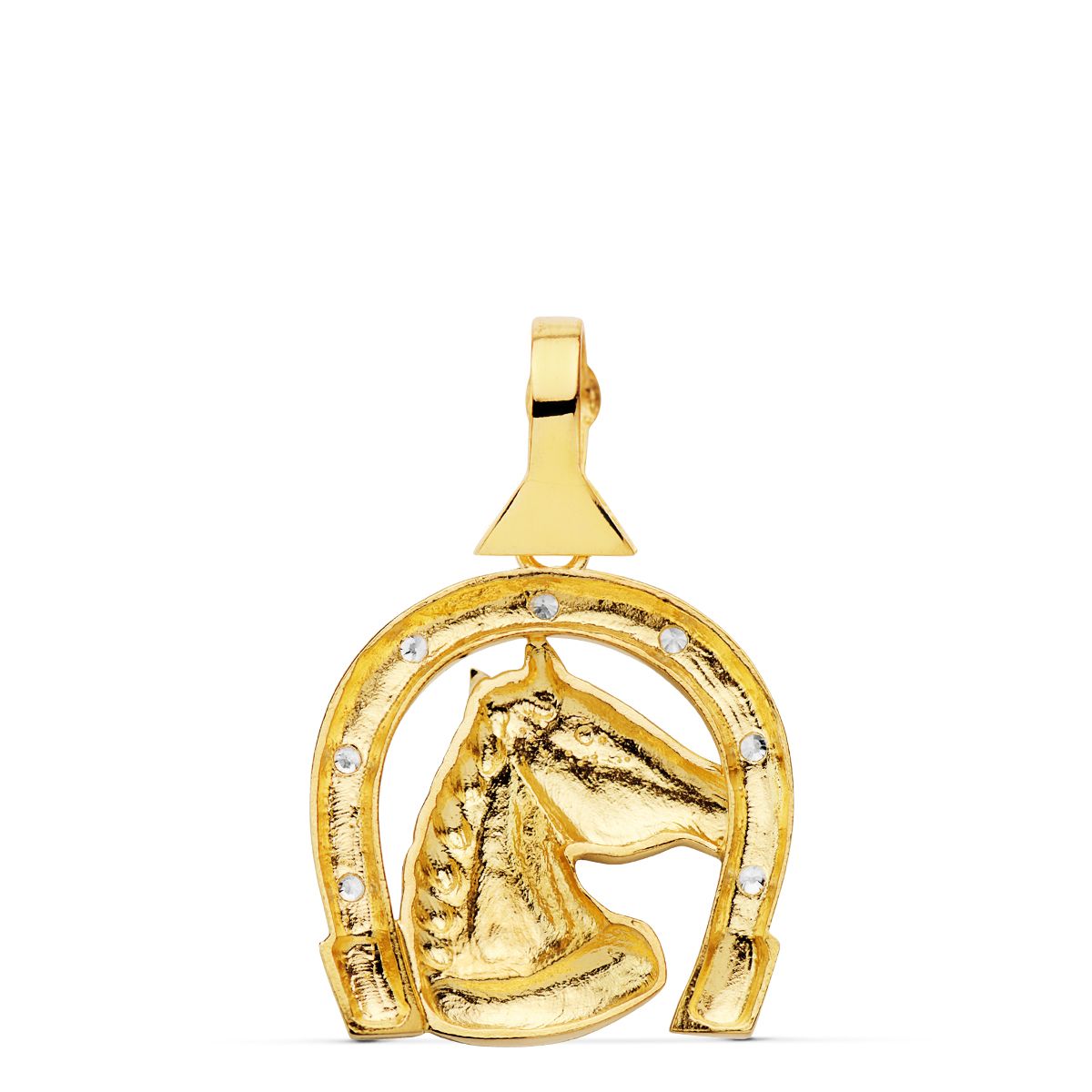 Colgante Herradura Circonita 28 x 24 mm de oro amarillo 18K