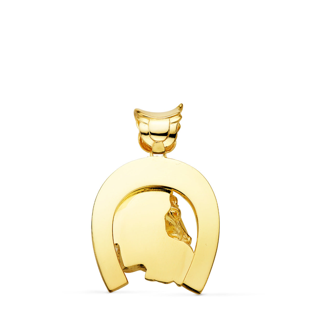 Colgante Herradura con Caballos 35 x 32 mm de oro amarillo 18K