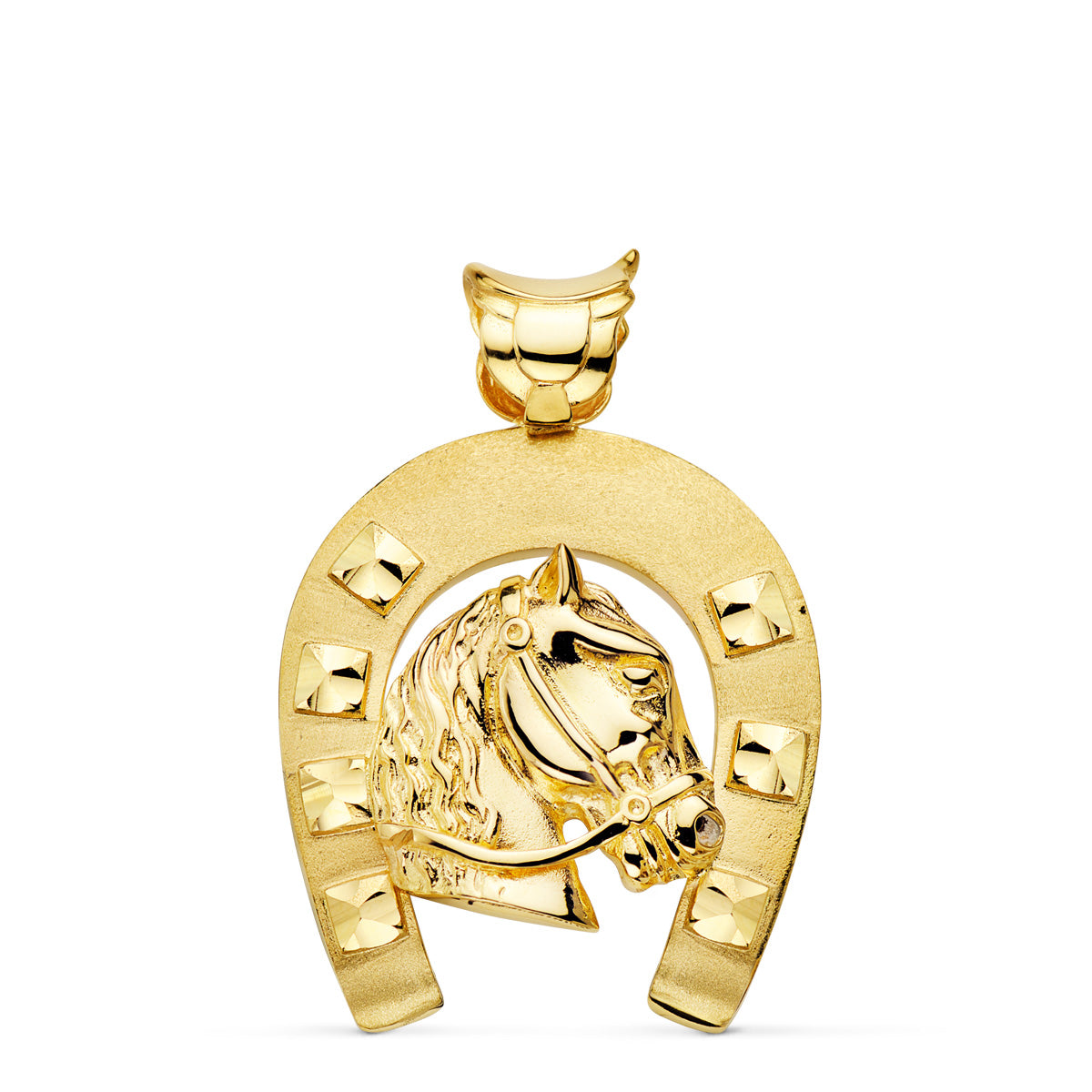 Colgante Herradura con Caballo 44 x 39 mm de oro amarillo 18K