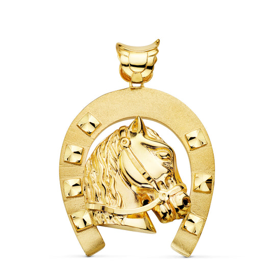 Colgante Herradura con Caballo 50 x 44 mm de oro amarillo 18K