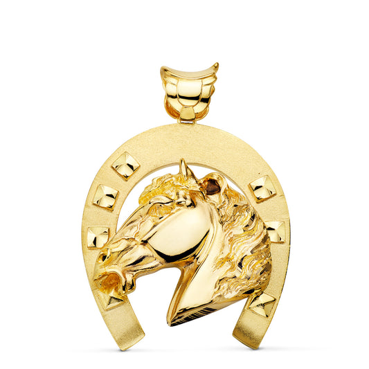 Colgante Herradura con Caballo 50 x 44 mm de oro amarillo 18K