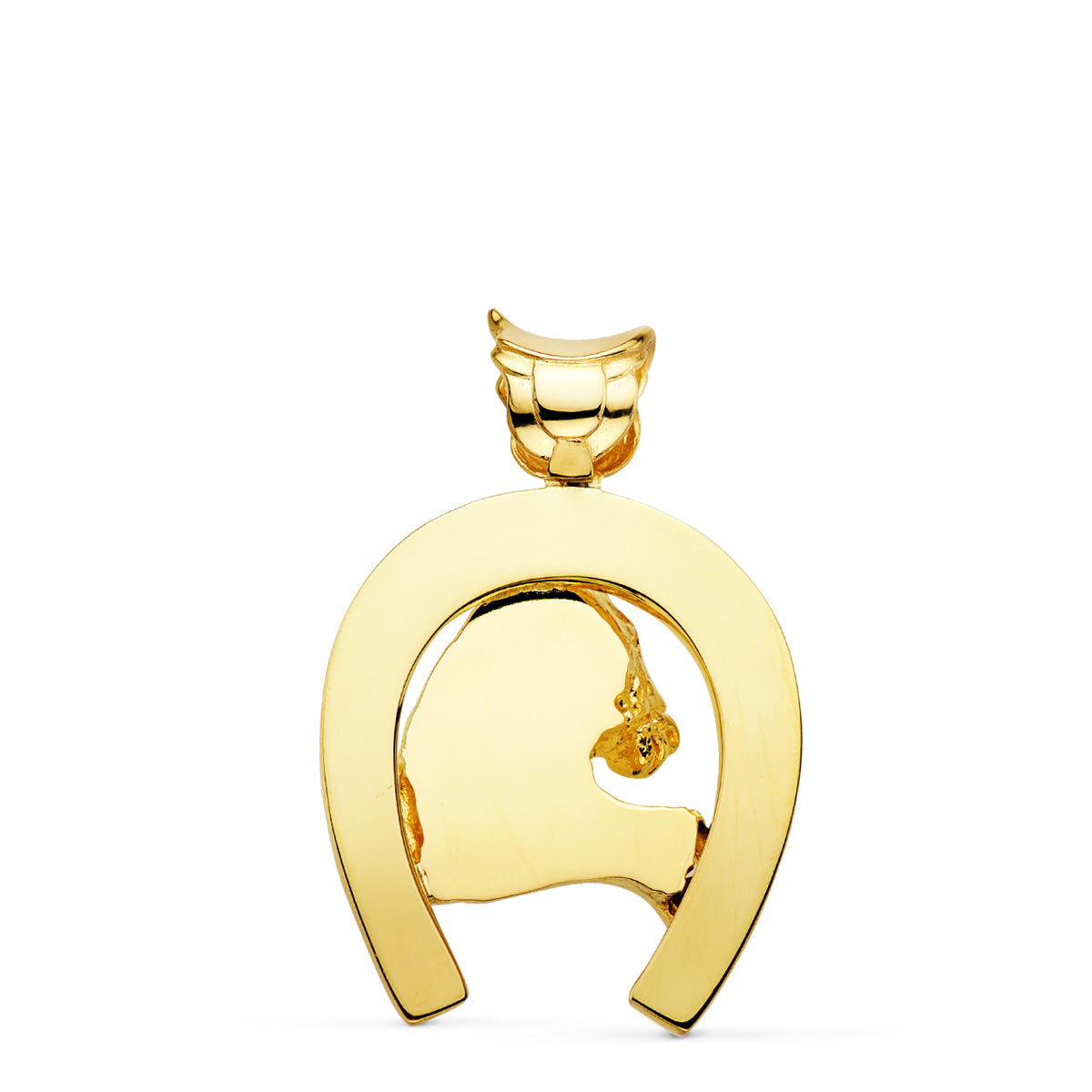 Colgante Herradura con Caballo 40 x 34 mm de oro amarillo 18K