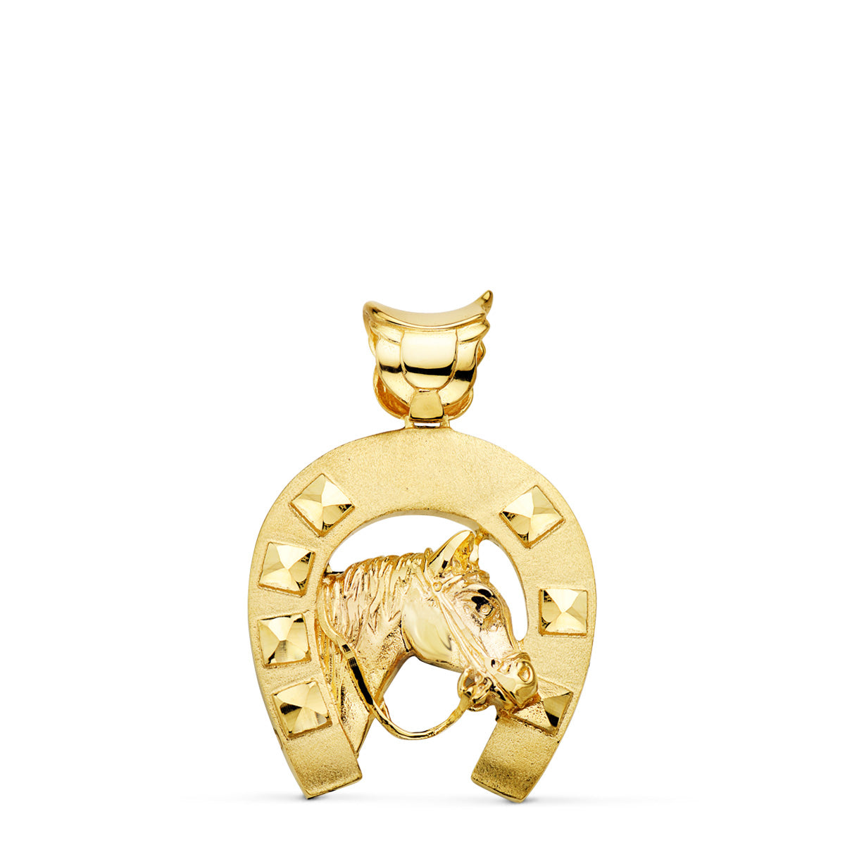 Colgante Herradura con Caballo 36 x 32 mm de oro amarillo 18K