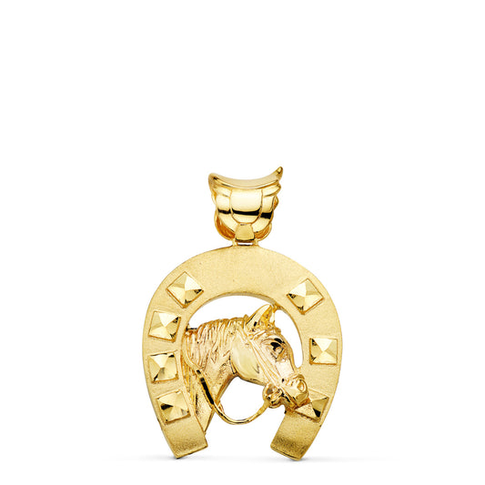 Colgante Herradura con Caballo 36 x 32 mm de oro amarillo 18K