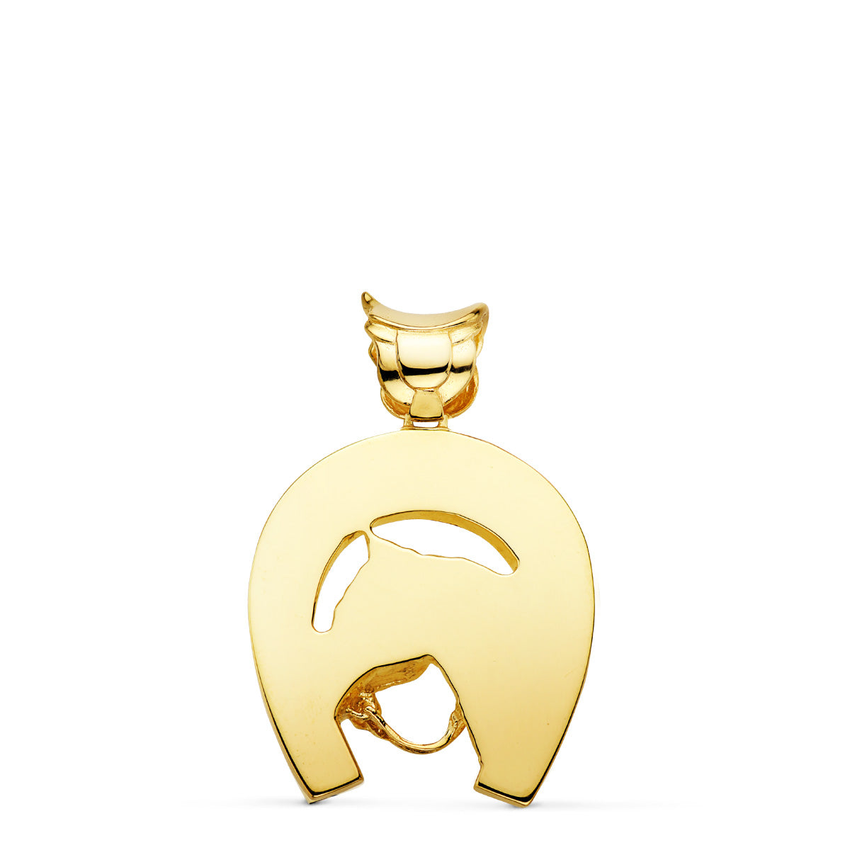 Colgante Herradura con Caballo 36 x 32 mm de oro amarillo 18K