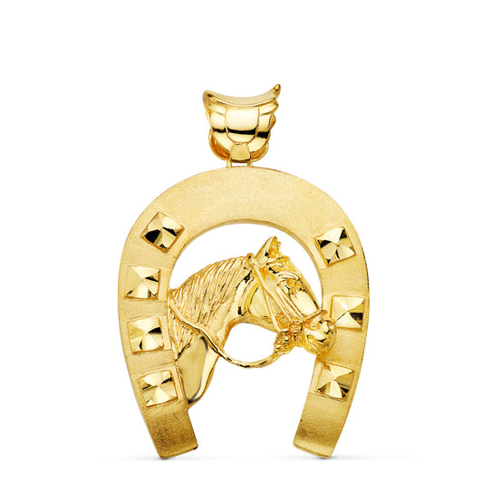 Colgante Herradura con Caballo 48 x 40 mm de oro amarillo 18K