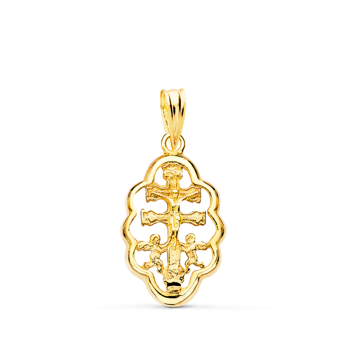 Colgante Cruz de Caravaca Orla 18 x 12 mm de oro amarillo 18K