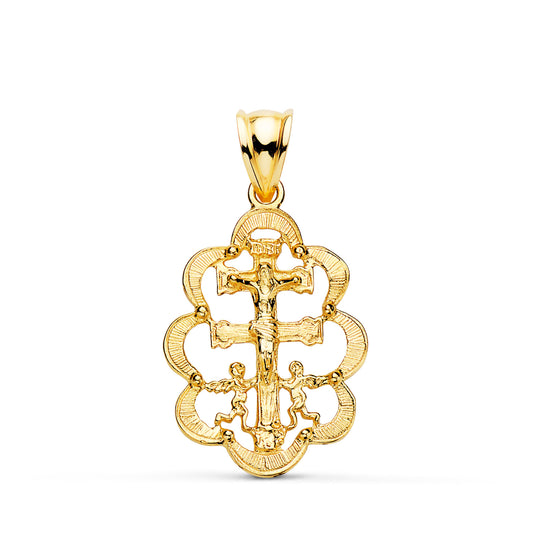 18K CRUZ DE CARAVACA ORO AMARILLO CON CERCO 28X18 MM