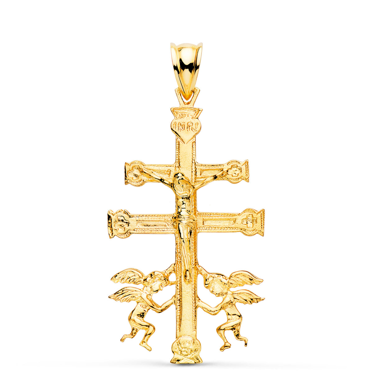 Cruz Caravaca con Cristo. 36 x 22 mm de oro amarillo 18K