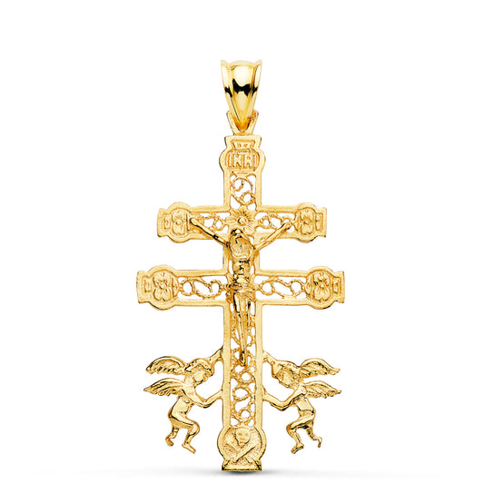 18K CRUZ DE CARAVACA ORO AMARILLO CALADA 42X24 MM