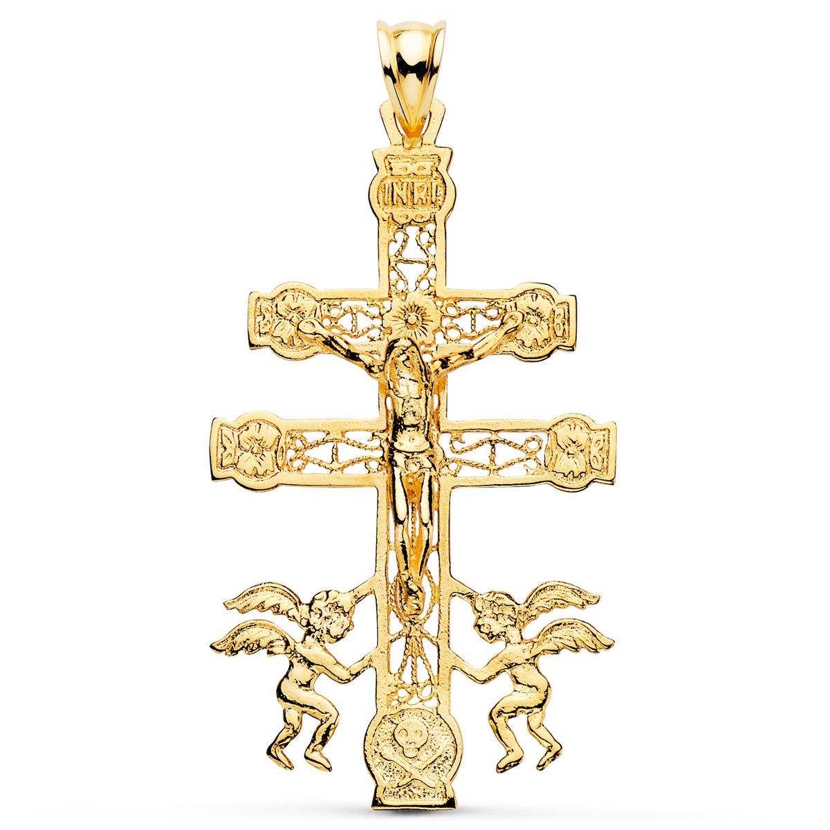 Cruz de Caravaca Calada 49 x 27 mm de oro amarillo 18K