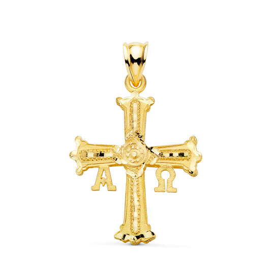 18K CRUZ DE COVADONGA O VICTORIA ORO AMARILLO TALLADA 33 X 25 MM