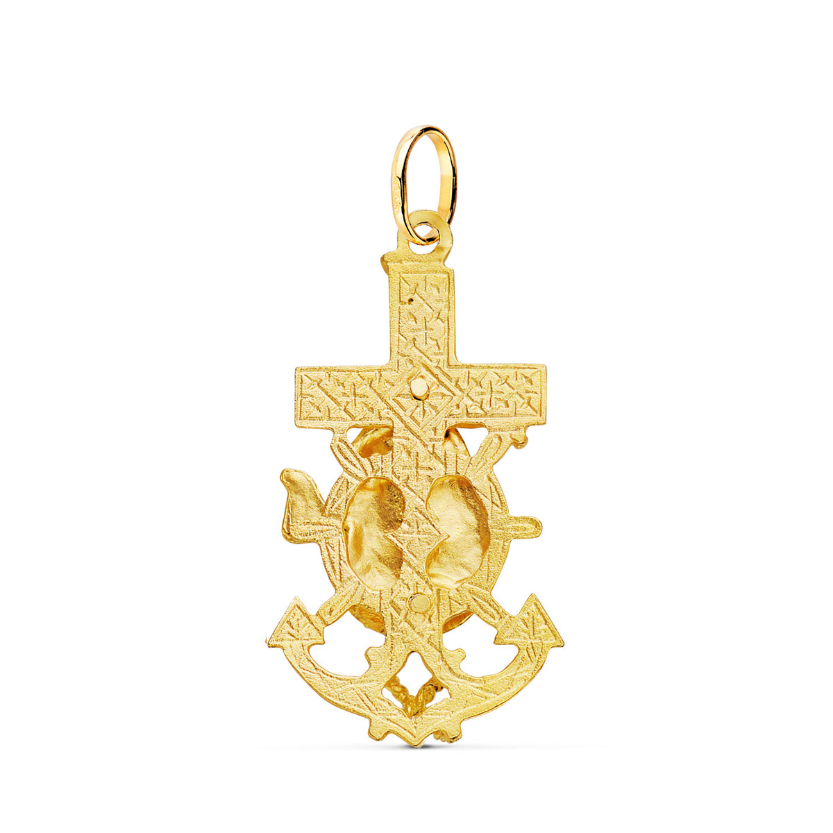 Cruz Marinera Virgen del Carmen Tallada 35 x 19 mm de oro amarillo 18K