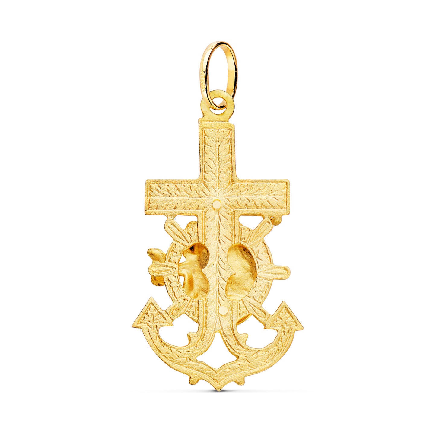 Cruz Marinera Virgen del Carmen Tallada 40 x 22 mm de oro amarillo 18K