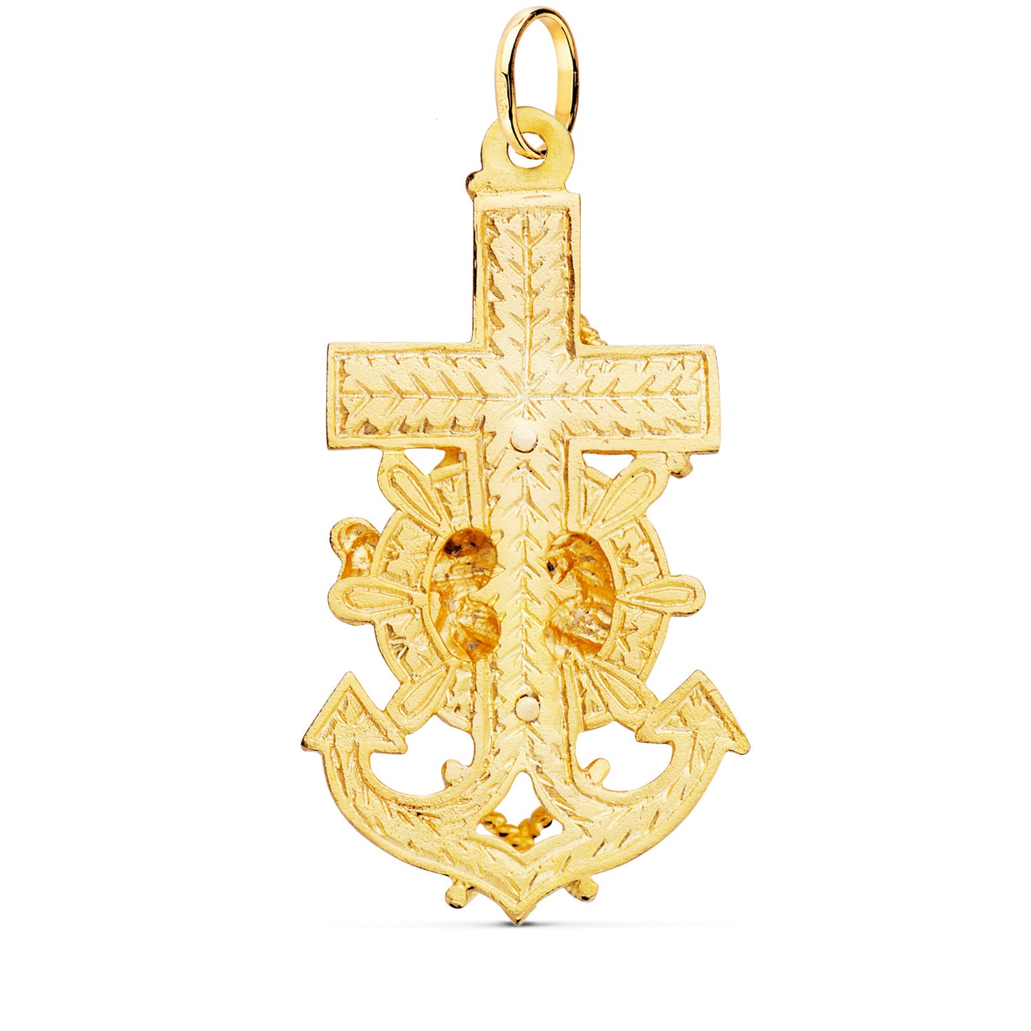 Cruz Marinera Virgen del Carmen Tallada 47 x 25 mm de oro amarillo 18K