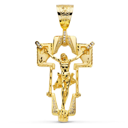 Colgante Cristo Cruz. 77 x 50 mm 18K