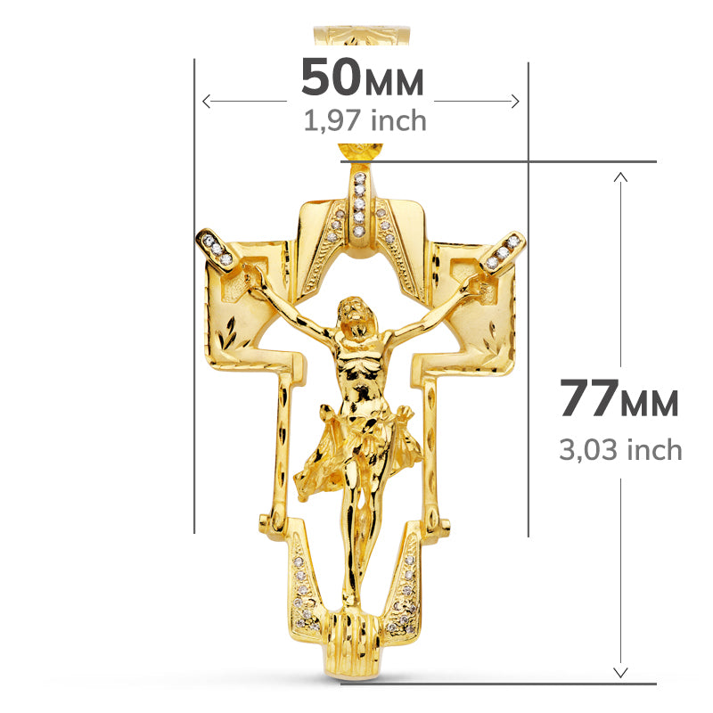 Colgante Cristo Cruz. 77 x 50 mm 18K
