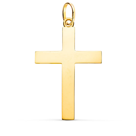 Cruz Lisa Maciza Palo Rectangular Brillo 38 x 24 mm de oro amarillo 18K