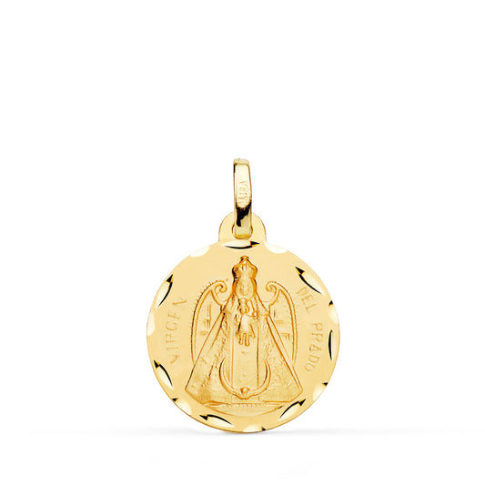 Medalla Virgen del Prado Tallada 18 mm de oro amarillo 18K