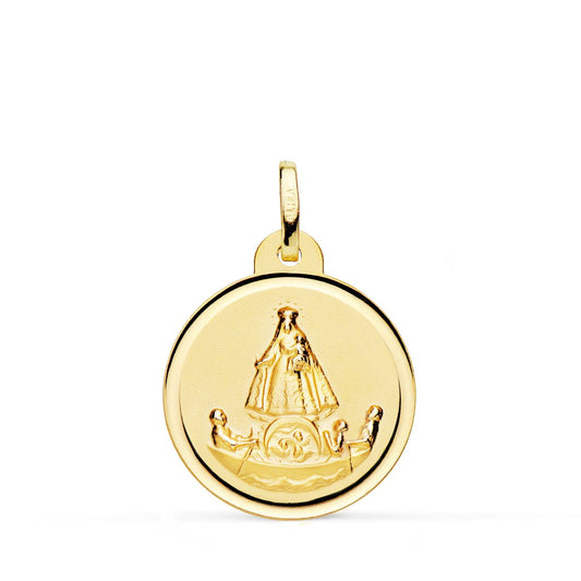Medalla Virgen Caridad del Cobre Balsa 20 mm de oro amarillo 18K