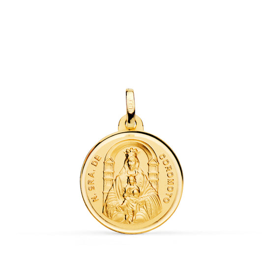 Medalla Virgen Nuestra Sra del Coromoto 18 mm Talla Bisel de oro amarillo 18K