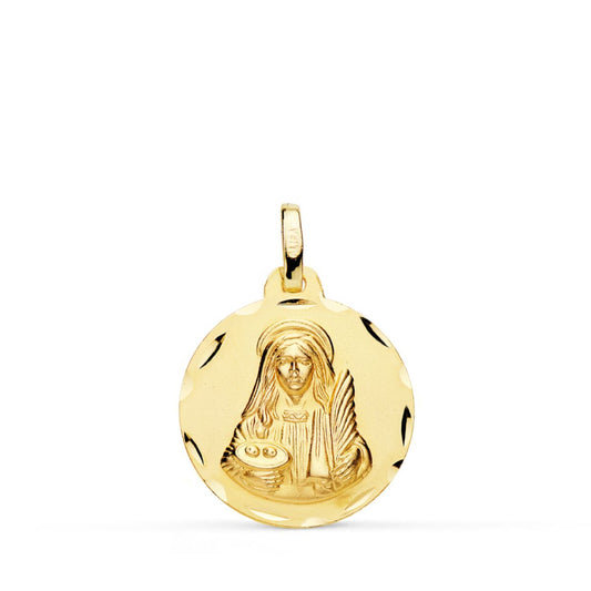 Medalla Santa Lucia 18 mm de oro amarillo 18K