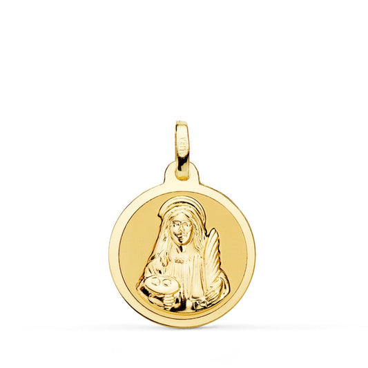 18K MEDALLA ORO AMARILLO SANTA LUCIA BRILLO 18 MM