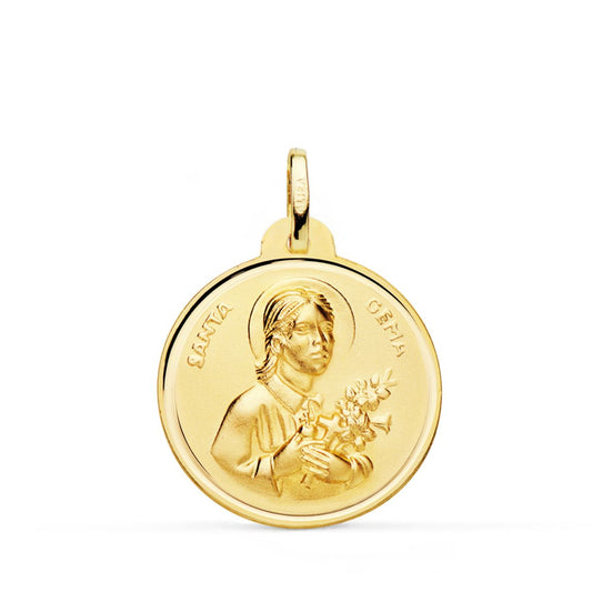 Medalla Santa Gema Bisel 22 mm de oro amarillo 18K