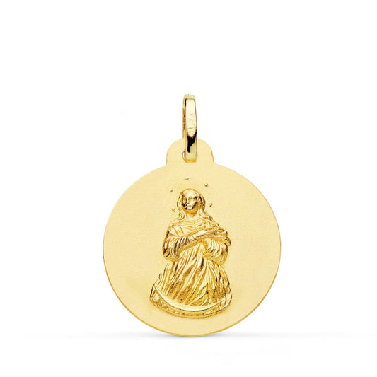 Medalla Virgen Inmaculada Matizada Lisa 22 mm de oro amarillo 18K