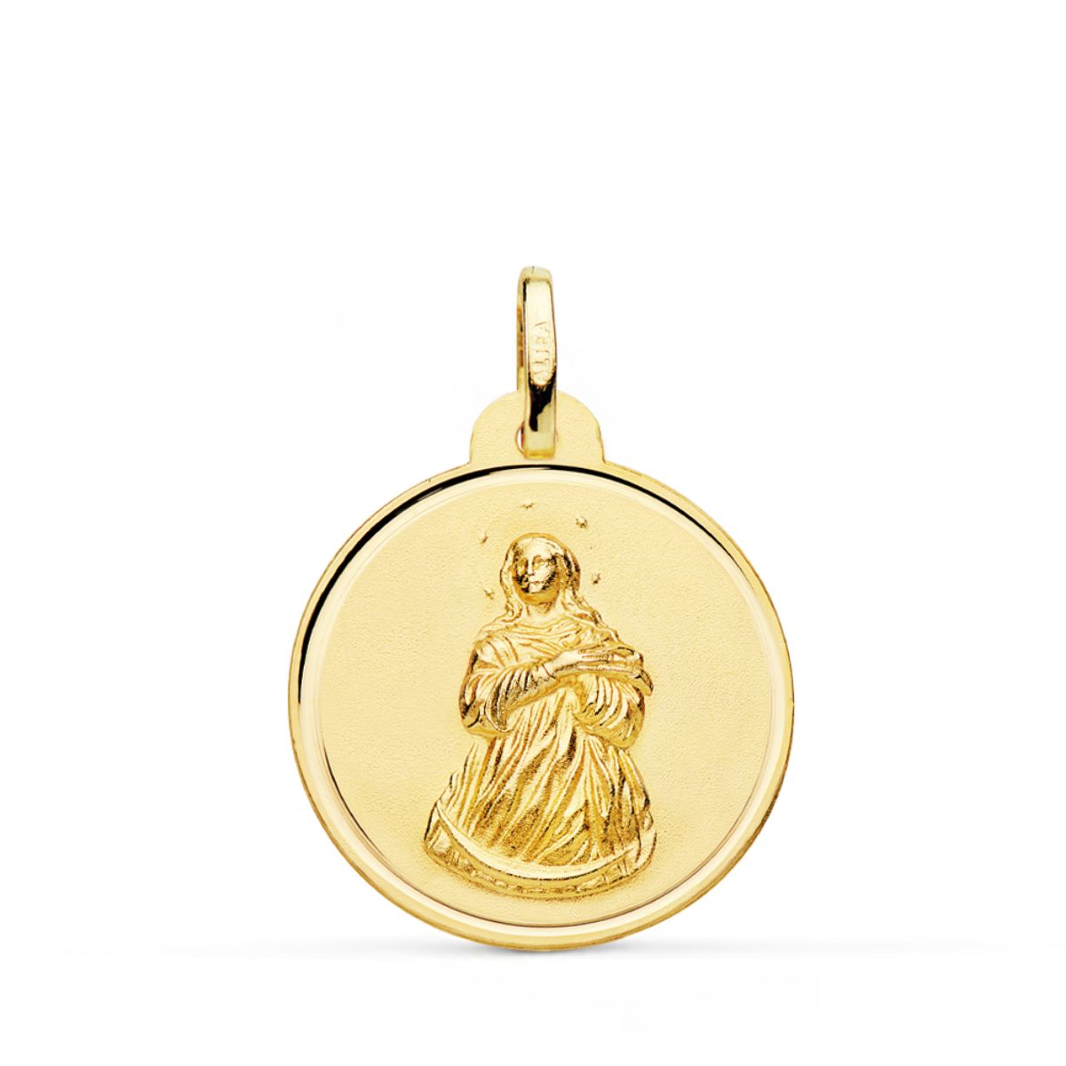 Medalla Virgen Inmaculada Bisel 22 mm de oro amarillo 18K