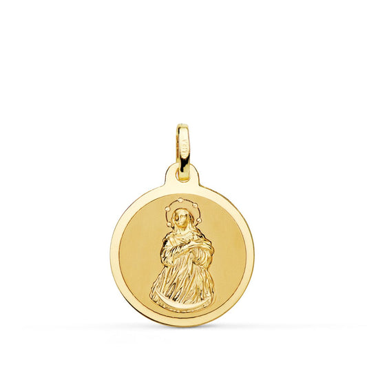Medalla Virgen Inmaculada Mate y Brillo 18 mm de oro amarillo 18K
