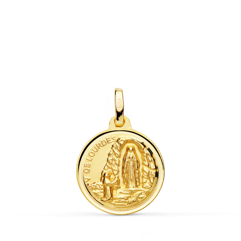 Medalla Virgen de Lourdes 16 mm de oro amarillo 18K