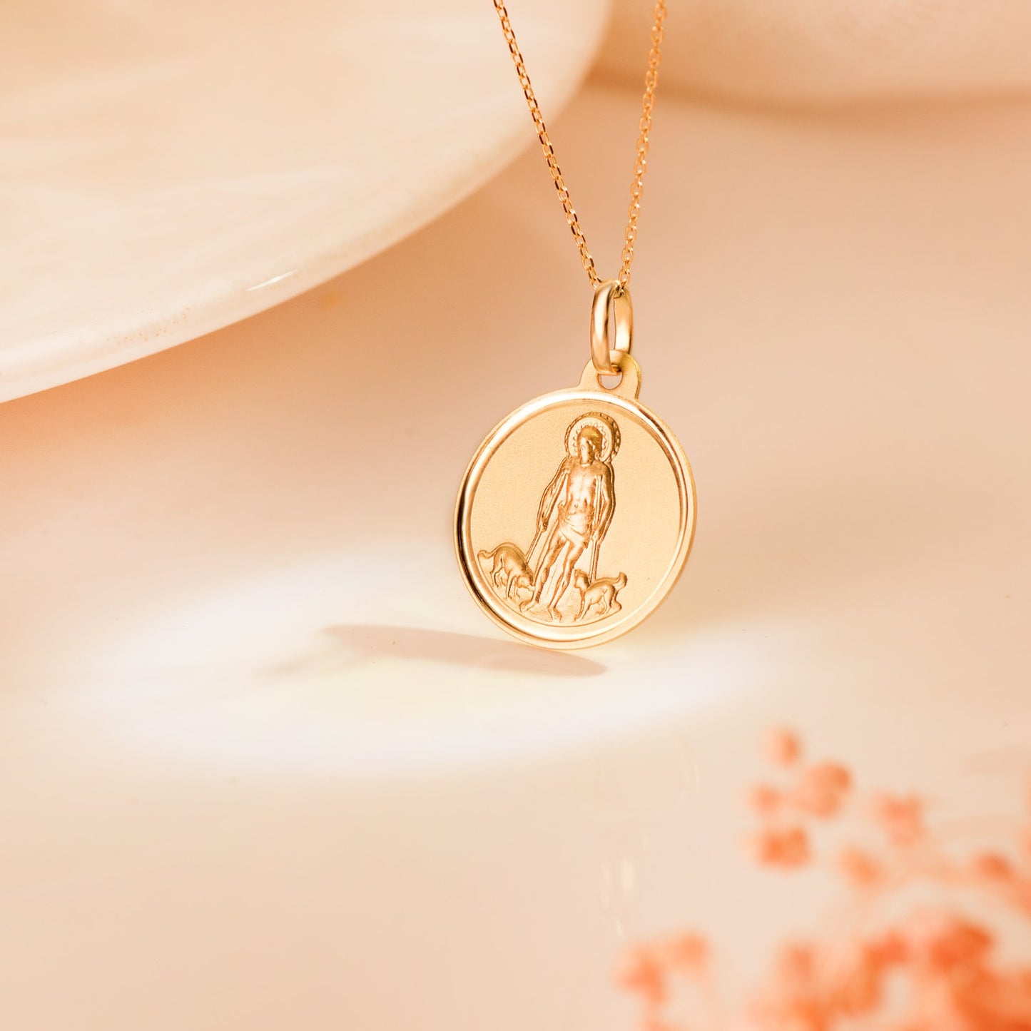 18K MEDALLA ORO AMARILLO SAN LAZARO BISEL MATIZADA 18 MM