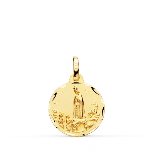 Medalla Virgen de Fatima Tallada 16 mm de oro amarillo 18K