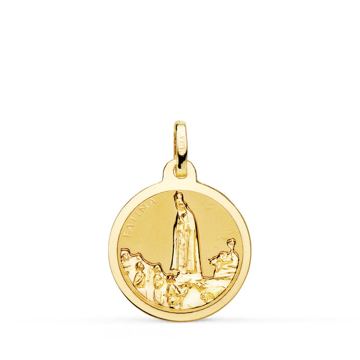 Medalla Virgen de Fatima Brillo 18 mm de oro amarillo 18K