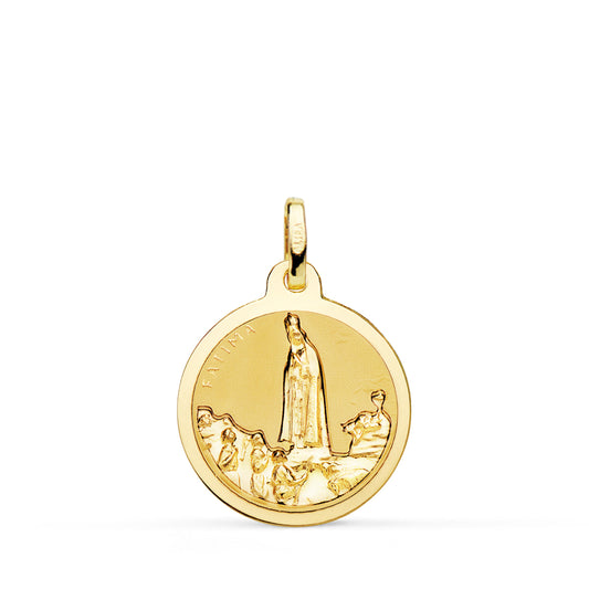 Medalla Virgen de Fatima Brillo 18 mm de oro amarillo 18K