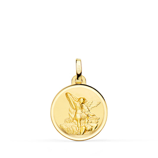 Medalla San Miguel Bisel 16 mm de oro amarillo 18K