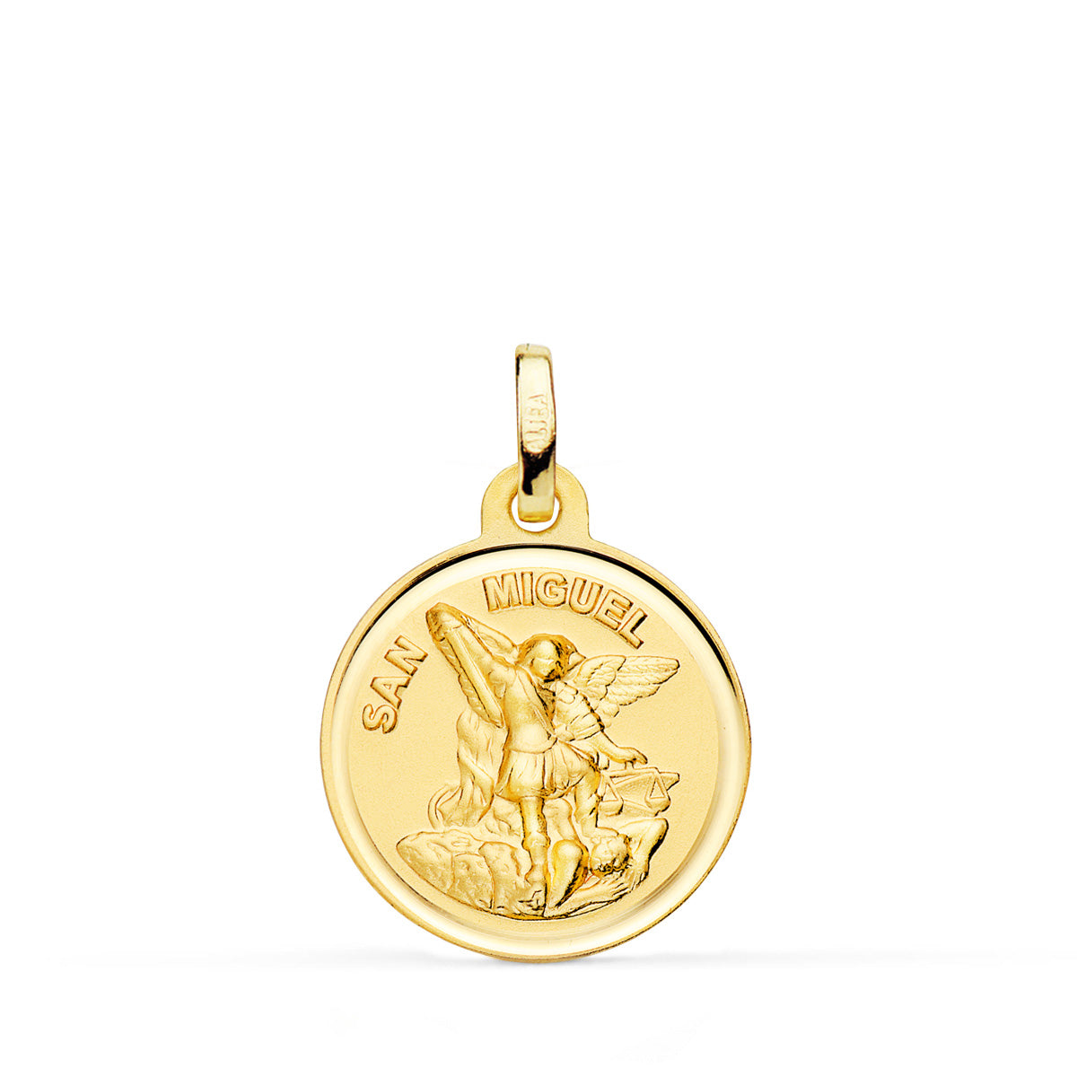 Medalla San Miguel Bisel 18 mm de oro amarillo 18K