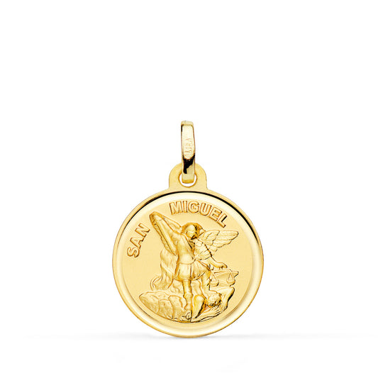 Medalla San Miguel Bisel 18 mm de oro amarillo 18K