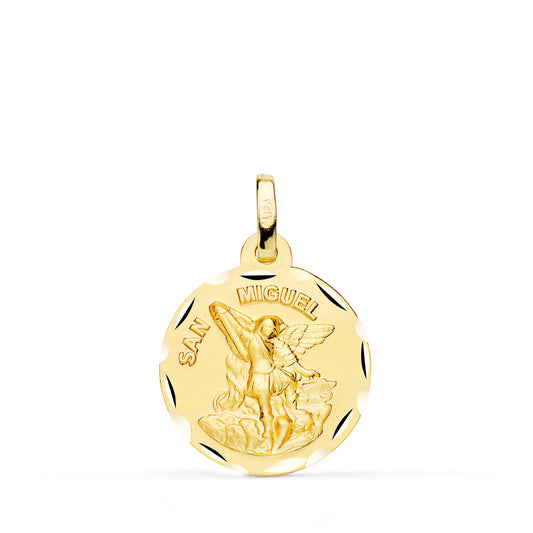 18K MEDALLA ORO AMARILLO SAN MIGUEL TALLADO 18 MM