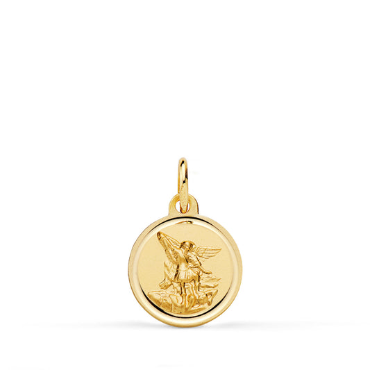 Medalla San Miguel Bisel 12 mm de oro amarillo 18K