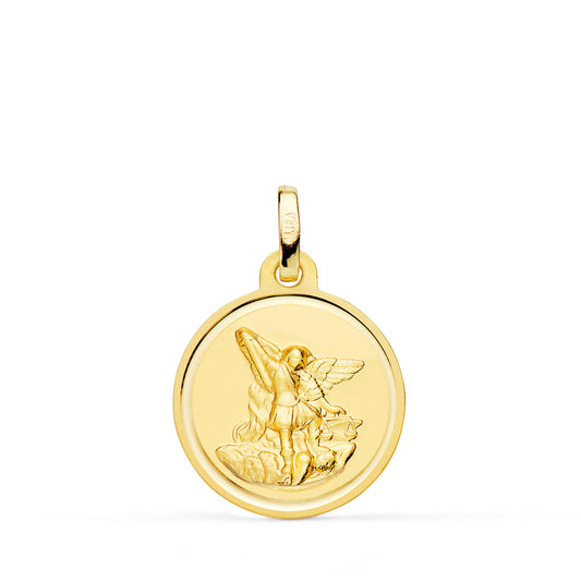 Medalla San Miguel Bisel 18 mm de oro amarillo 18K