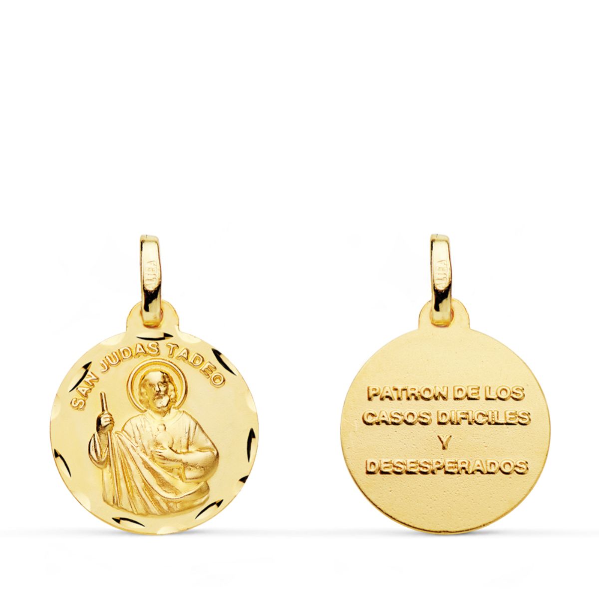 Medalla San Judas Tadeo 16 mm de oro amarillo 18K