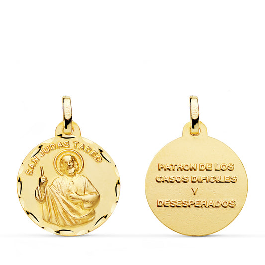 Medalla San Judas Tadeo 20 mm de oro amarillo 18K