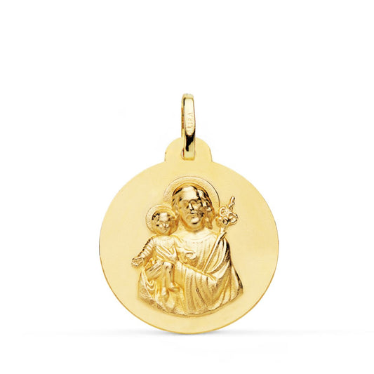 Medalla San Jose Matizada Lisa 22 mm de oro amarillo 18K
