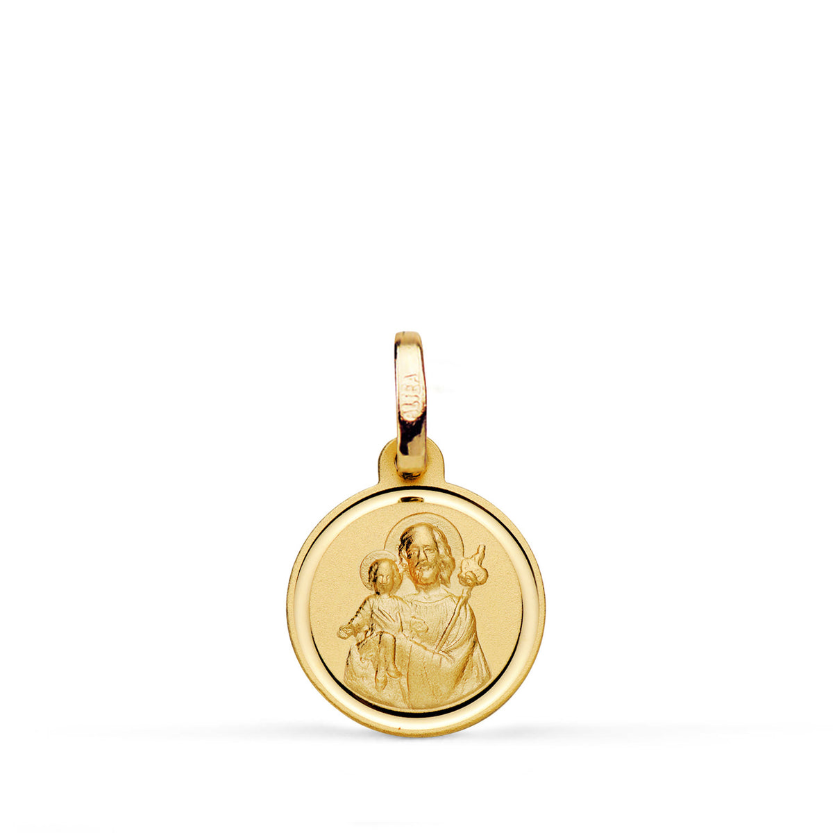 Medalla San Jose Bisel 12 mm de oro amarillo 18K