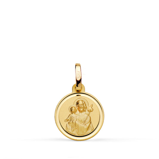 Medalla San Jose Bisel 12 mm de oro amarillo 18K