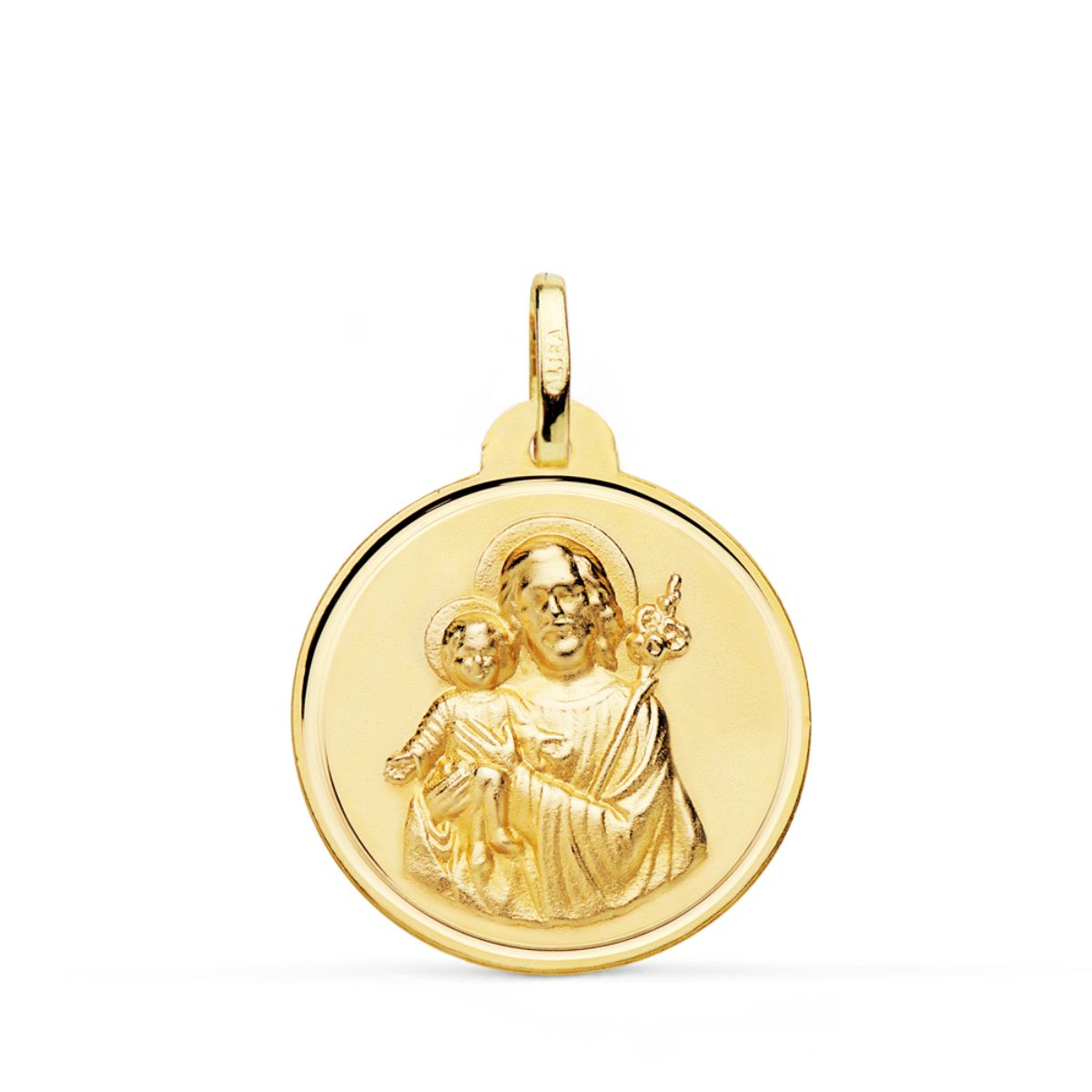 Medalla San Jose Bisel 24 mm de oro amarillo 18K
