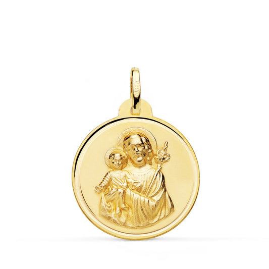 Medalla San Jose Bisel 24 mm de oro amarillo 18K