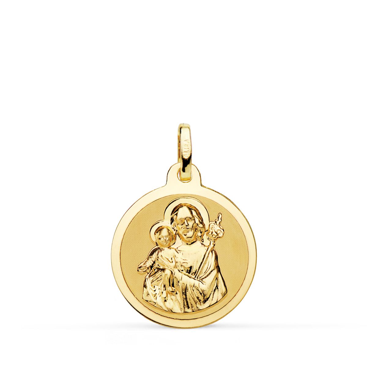 Medalla San Jose Brillo 18 mm de oro amarillo 18K